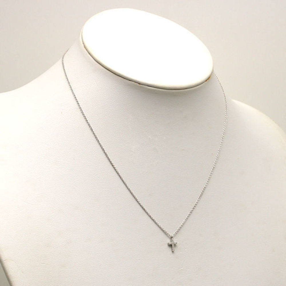 Tiffany Metro Cross Mini Necklace Diamond K18 White Gold - Picture 4 of 8